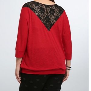 ❤️ Torrid Red & Black Lace Top